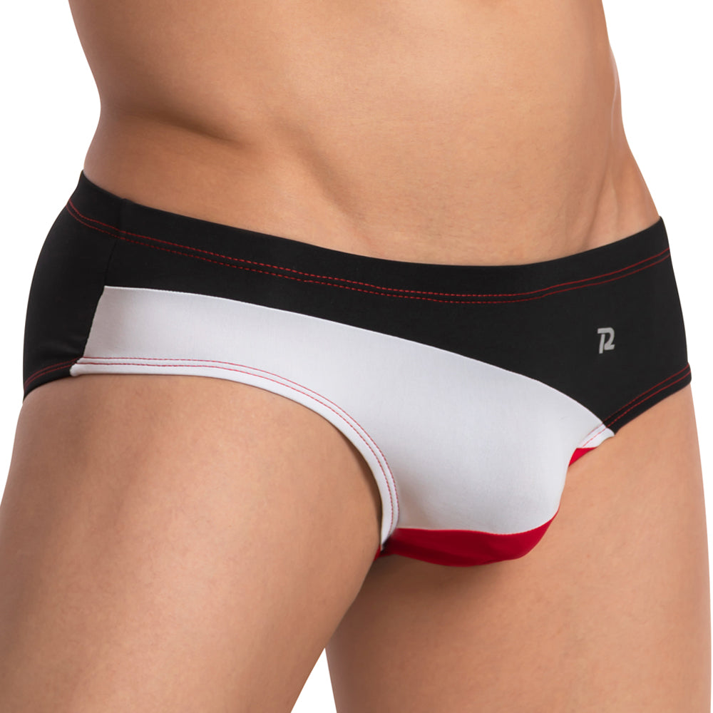 Black white and red striped pistol pete ppj029 men’s briefs with sleek design and comfortable fit