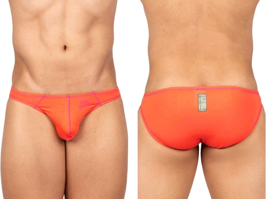 Vibrant orange private structure epus4563 prime eutopia bikini brief with snug fit and contrasting pink waistband trim