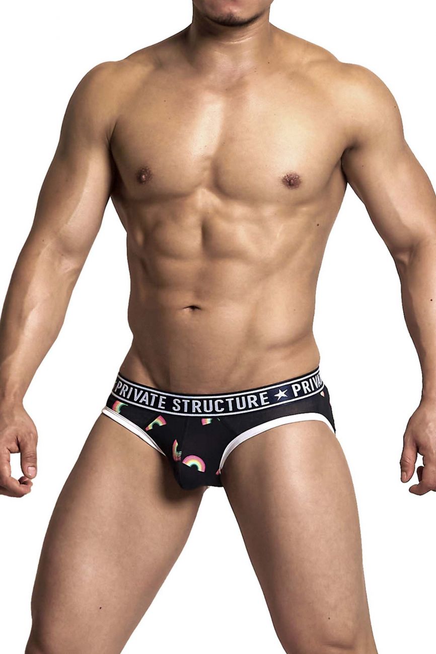 Private Structure EPUX4187 Pride Mini Briefs Color Black Rainbow - DealByEthan.gay loves Private Structure