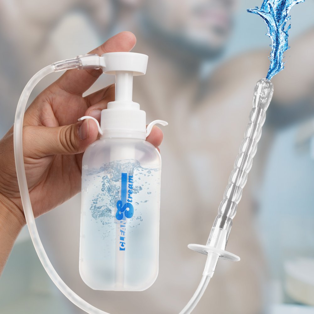 Botella de enema con bomba y boquilla