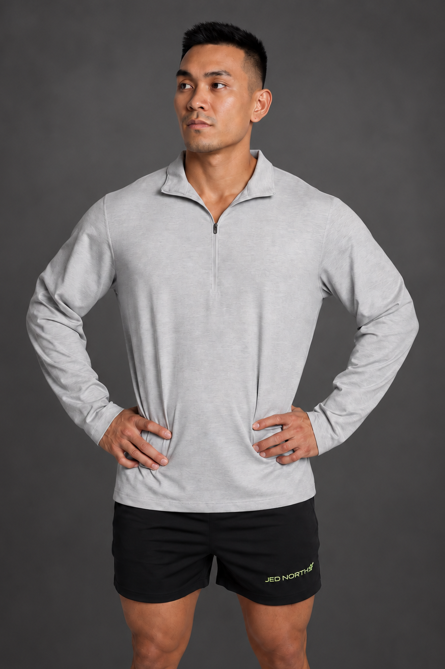 Manga larga de entrenamiento con cremallera en el cuello Jed North - Gris brezo