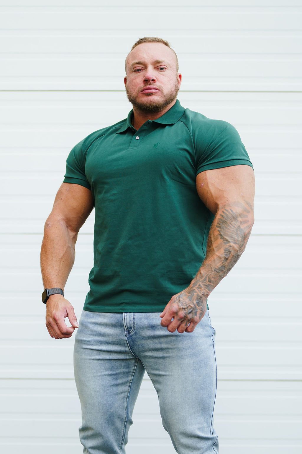 Jed North Men's Muscle Fit All-Day Polo T-Shirt - Evergreen