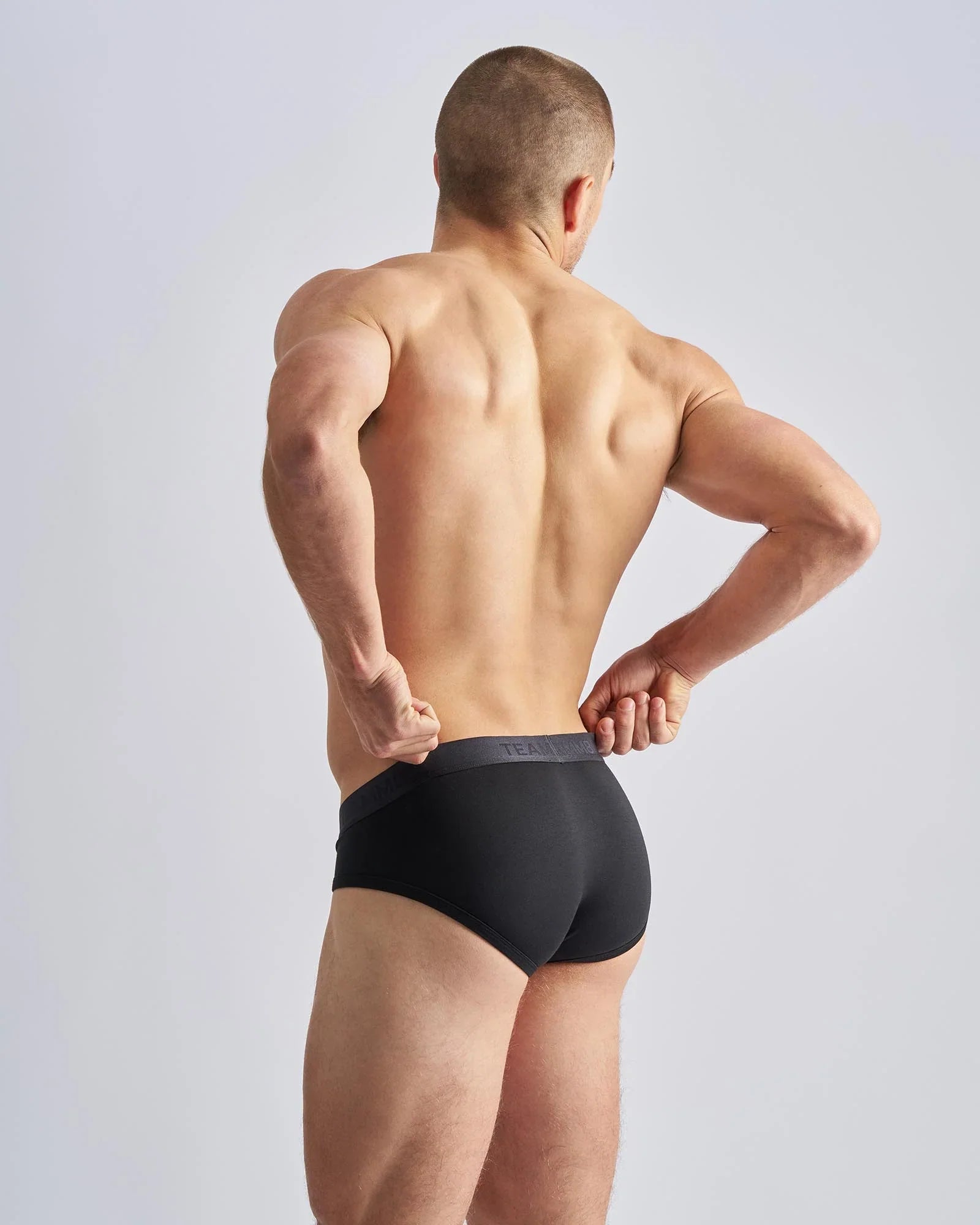 Reign brief black briefs with dark gray elastic waistband offering comfortable everyday wear