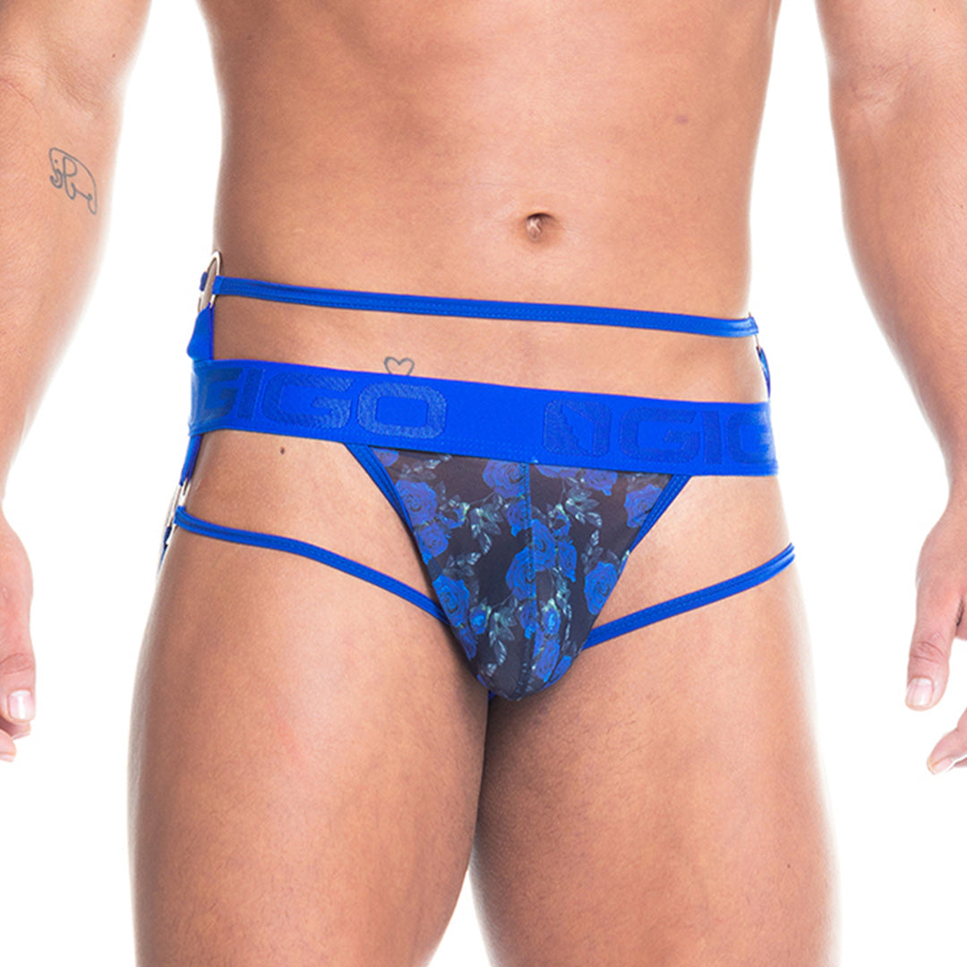 ROSE BLUE JOCKSTRAP - Sexy Jockstrap in printed mesh for men 