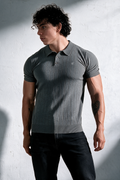 Jed North Men's Rib Knit Collared Polo  - Storm Gray