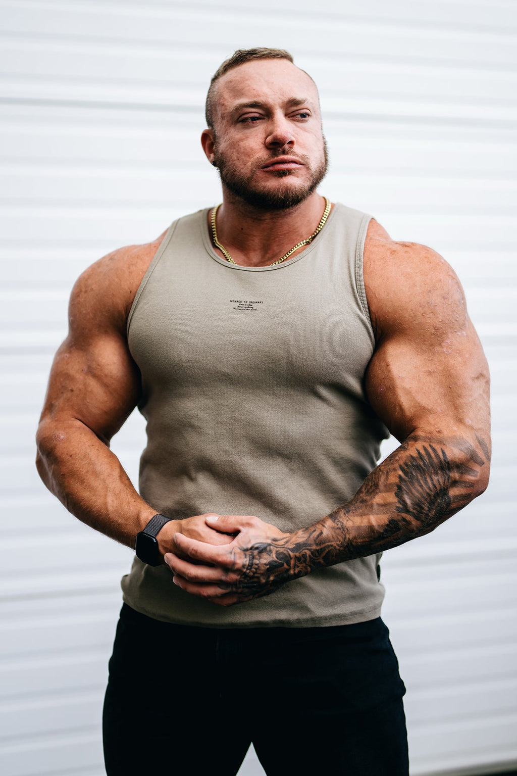 Ribbed Muscle Tank Top - Khaki - DealByEthan.gay loves Jed North