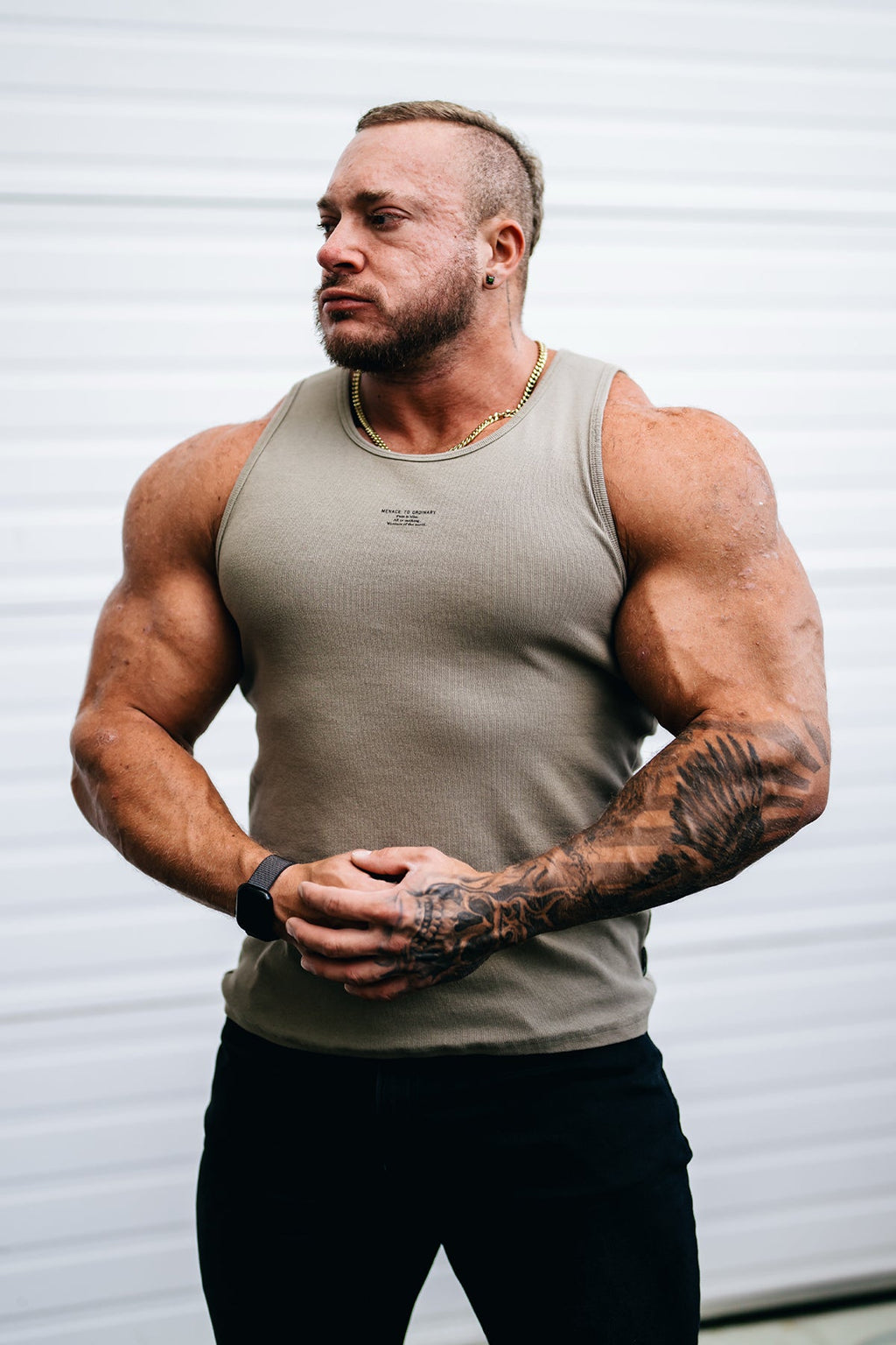 Ribbed Muscle Tank Top - Khaki - DealByEthan.gay loves Jed North