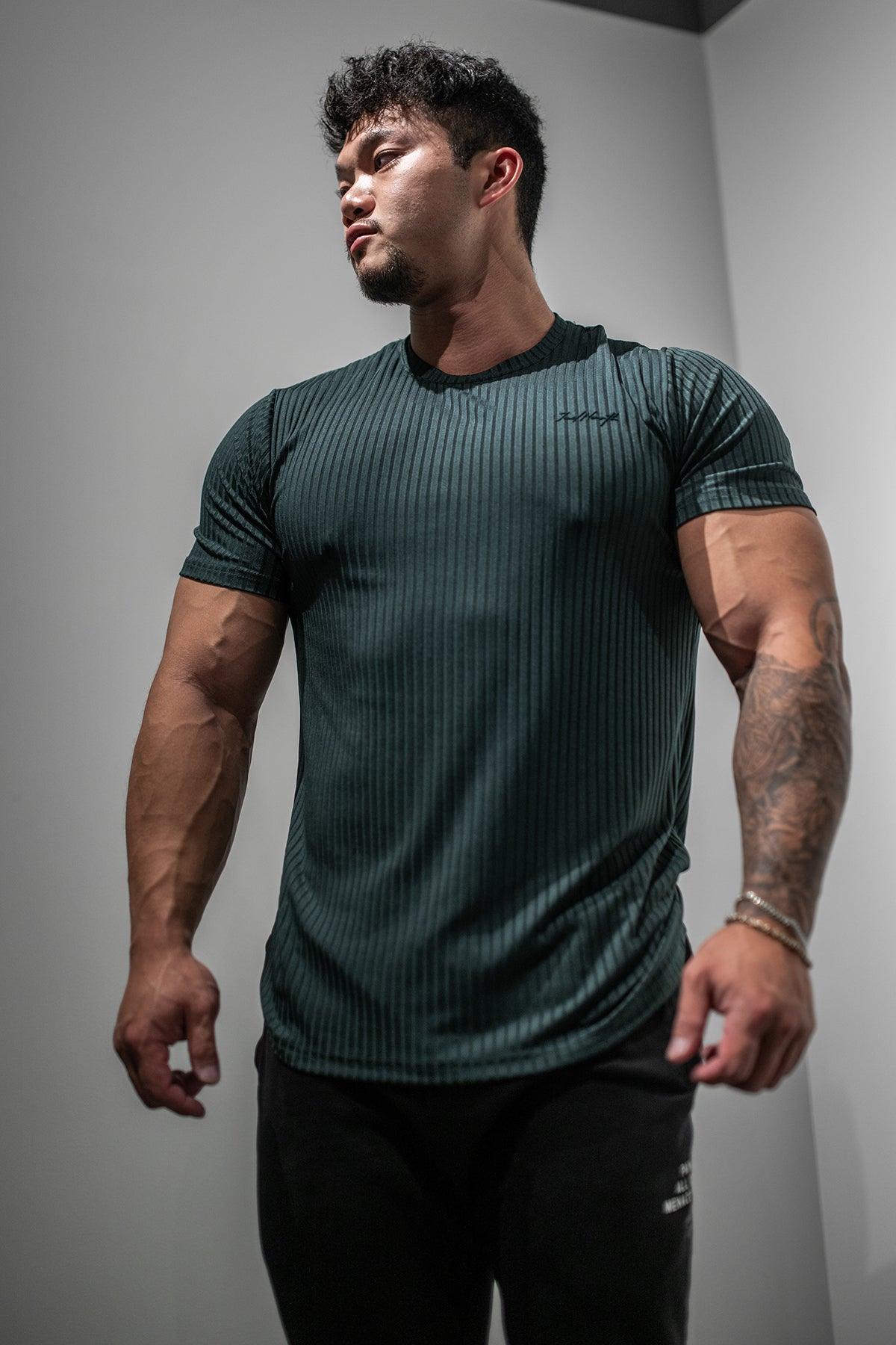 Jed North Ribbed Muscle-Fit T-Shirt - Forest Green