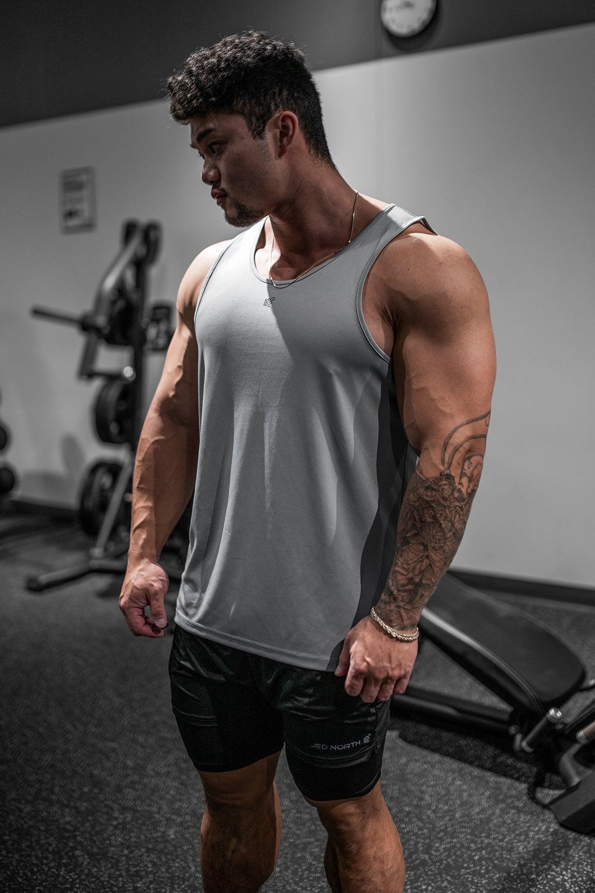 Jed North Alpha Microfiber Fast-Dry Gym Tank Top - Polar Silver