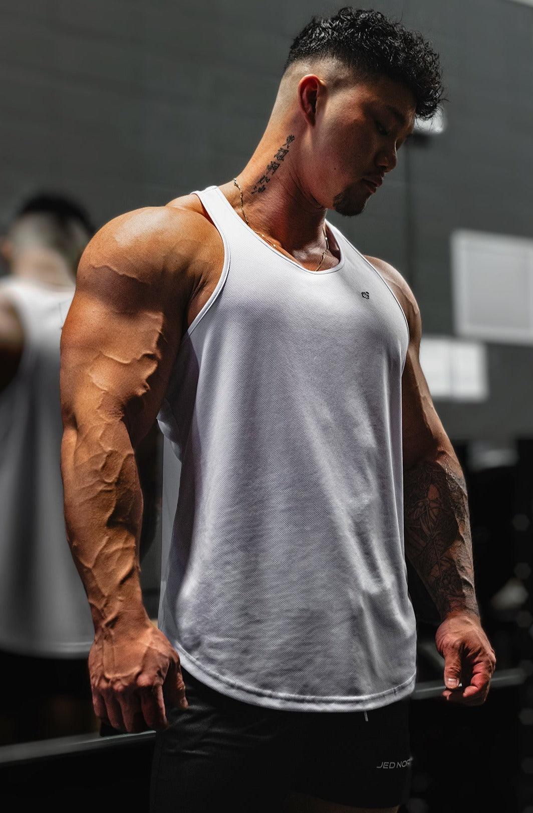 Jed North Fast-Dry Bodybuilding Workout Stringer - Weiß