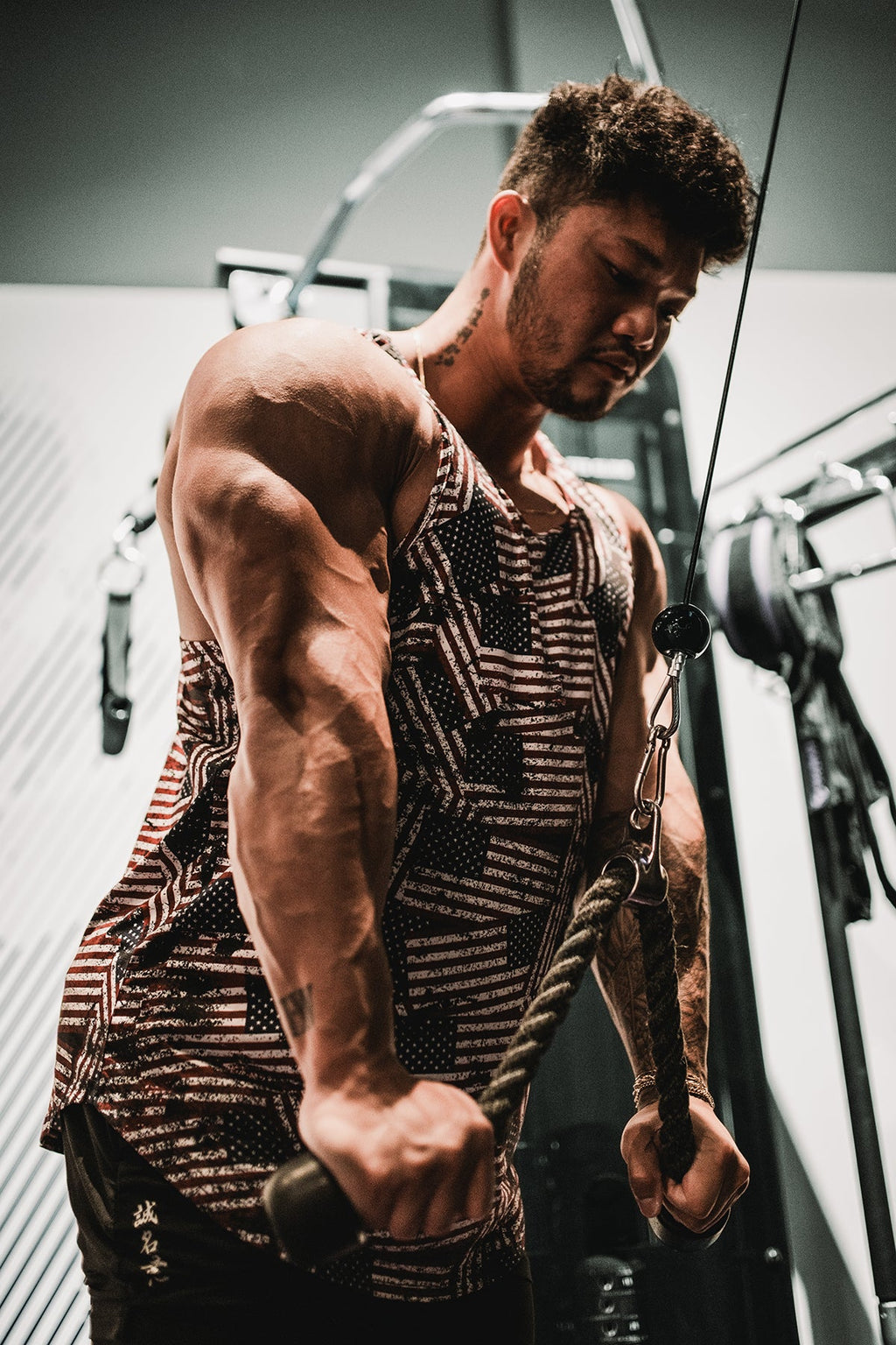 Jed North Men's Graphic Muscle Stringer - USA Flag