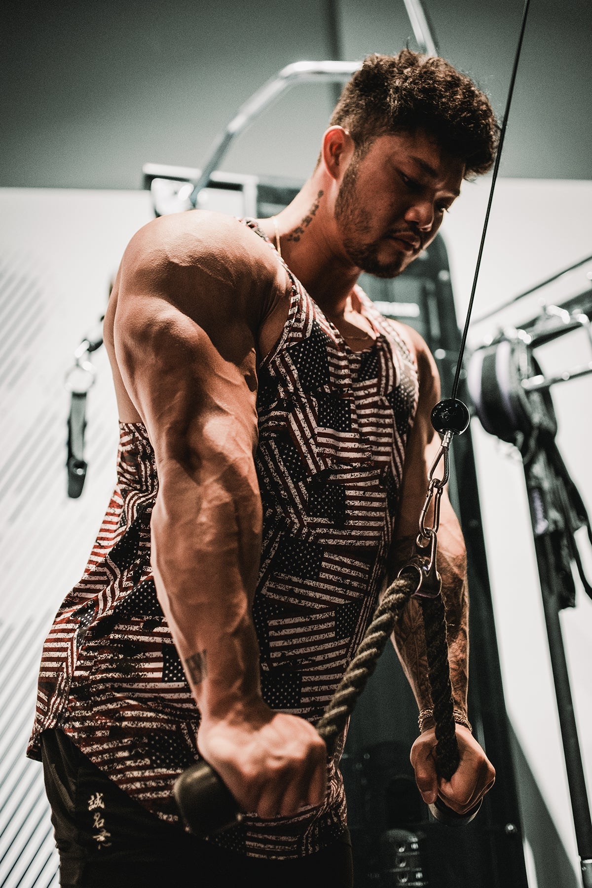 Jed North Men's Graphic Muscle Stringer - USA Flag
