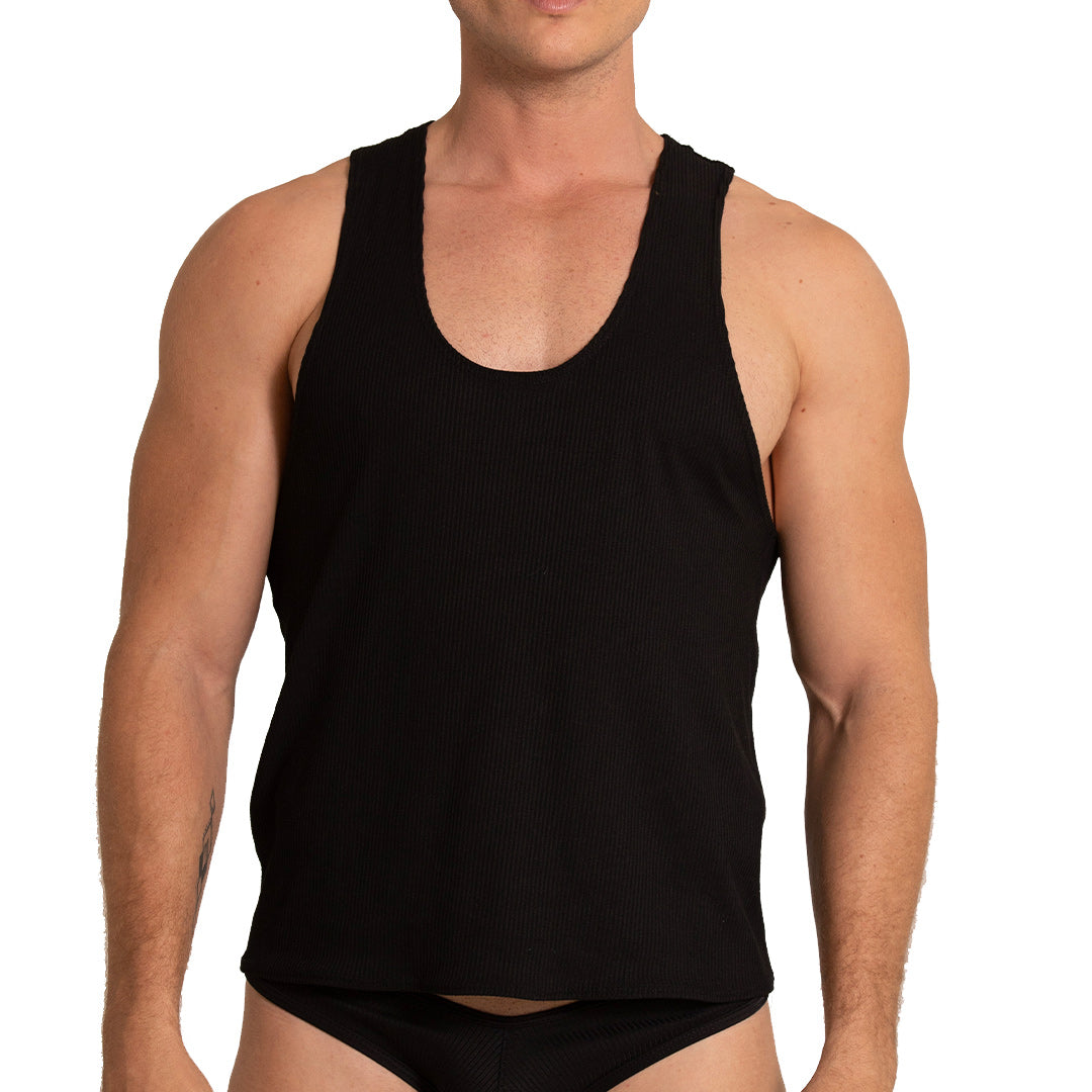 SOFT BLACK TANK - Sexy men's black t-shirt, sleeveless shirt