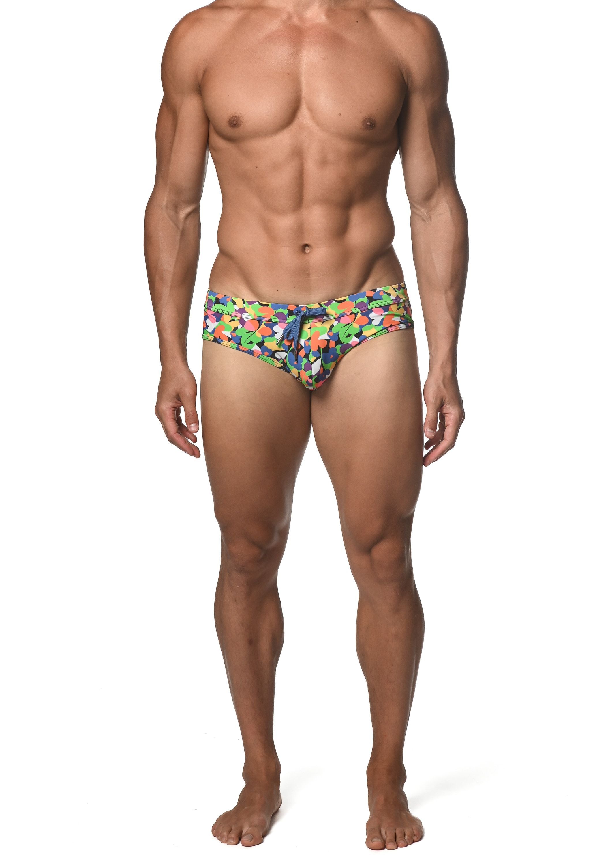 SPRING GREEN ABSTRACT FREESTYLE SWIM BRIEF - DealByEthan.gay loves ST33LE