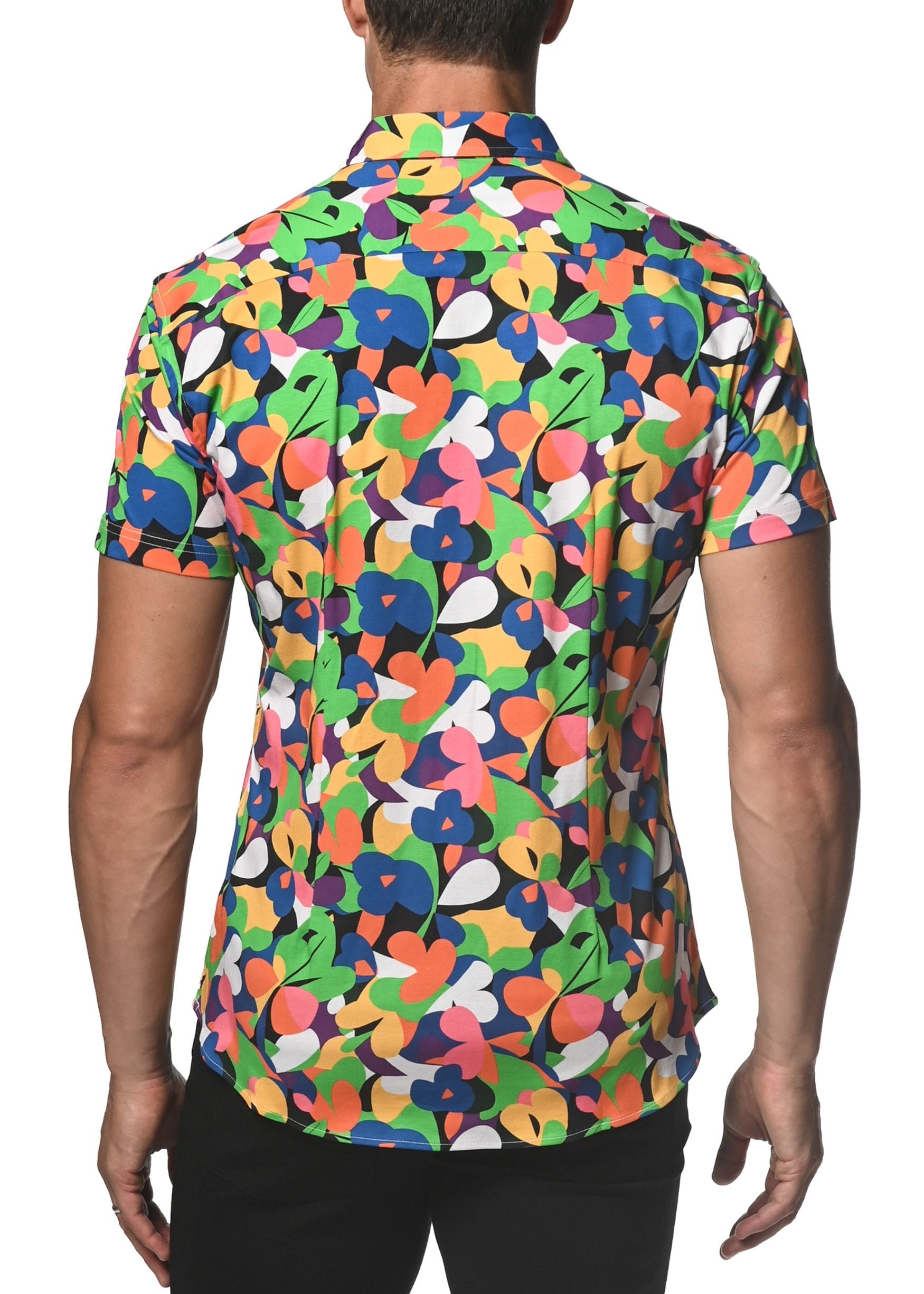 SPRING GREEN ABSTRACT STRETCH KNIT SHIRT - DealByEthan.gay loves ST33LE
