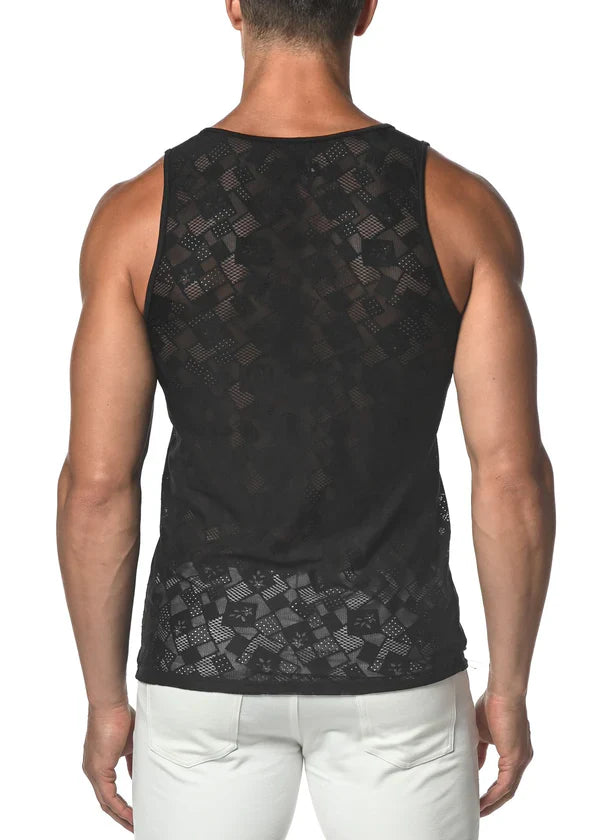 SQUARES GOSSAMER LACE TANK