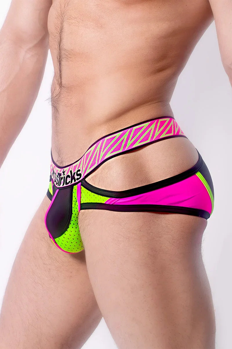 *ssTricks Apparel Men's Prismatik Brief | Black/Pink/Green
