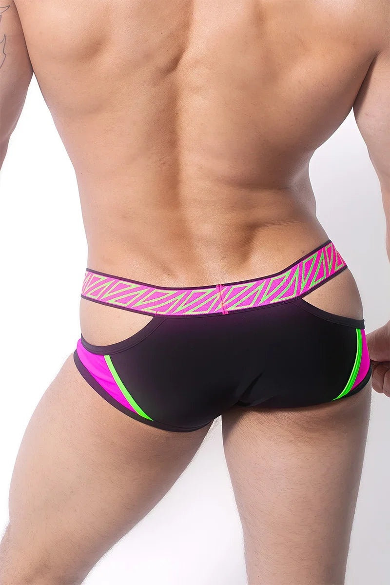 *ssTricks Apparel Men's Prismatik Brief | Black/Pink/Green