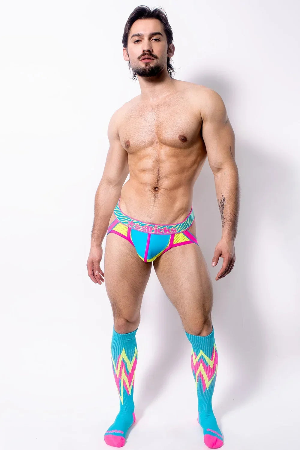 *ssTricks Apparel Men's Prismatik Jockstrap | Blue/Yellow/Pink