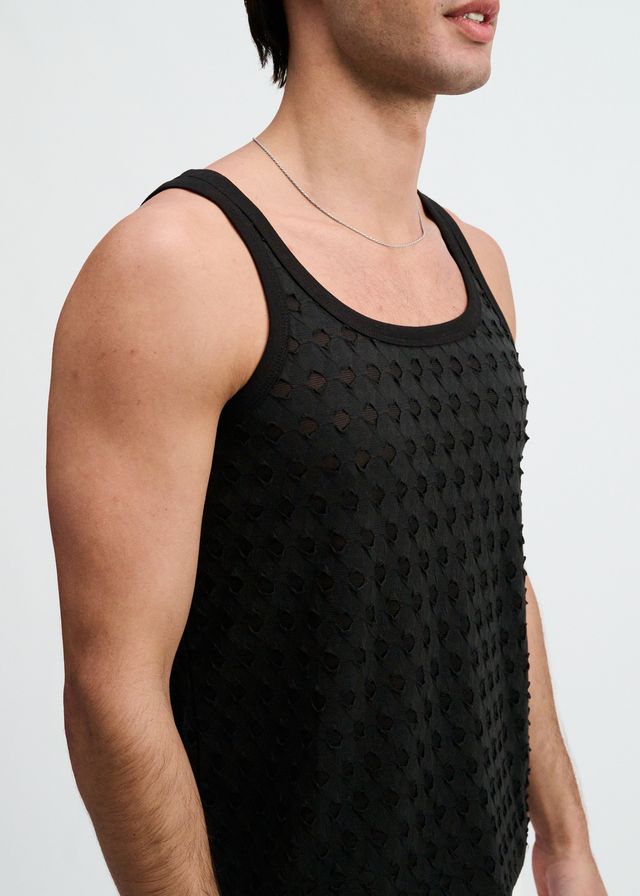 ST33LE Stretch Ripped Knit Tank - Black