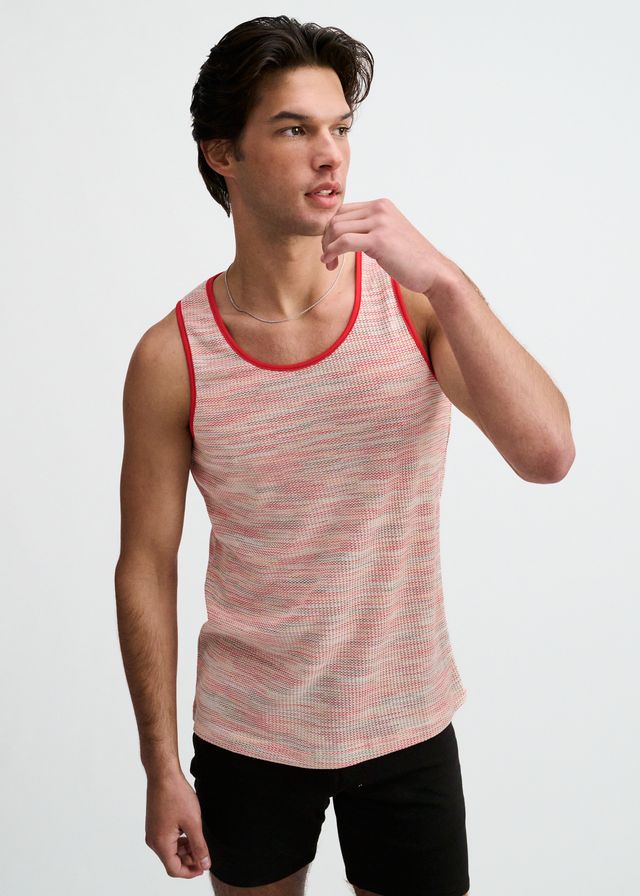 ST33LE Space Dye Textured Knit Tank - Poppy