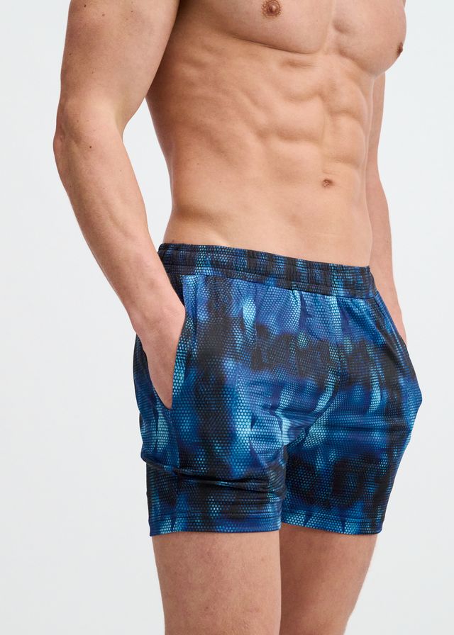 ST33LE Abstract Print Mesh Stretch Performance Shorts - Blue/Navy Abstract
