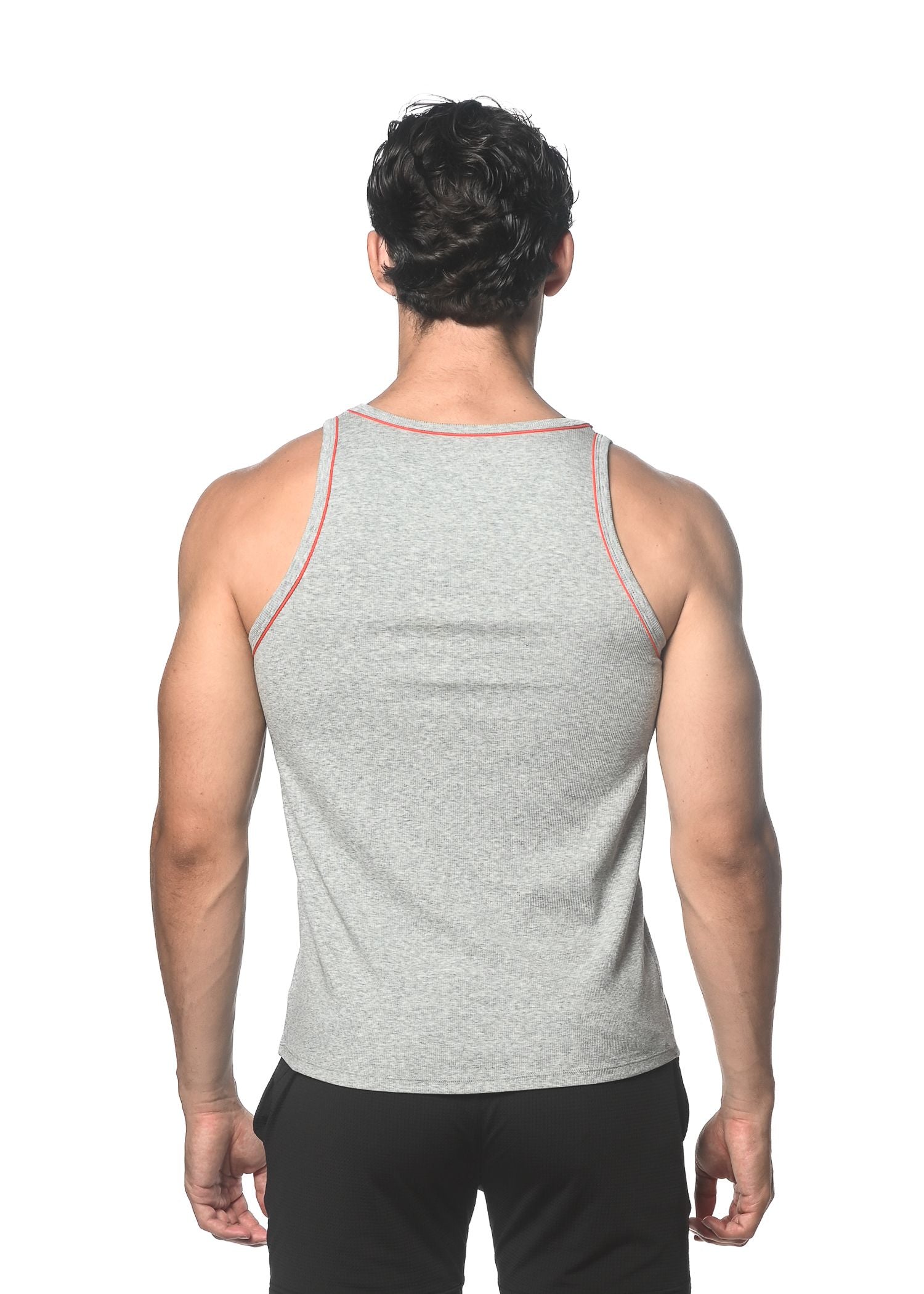 RIB STRETCH TENCEL/COTTON TANK W/ FINE PIPING