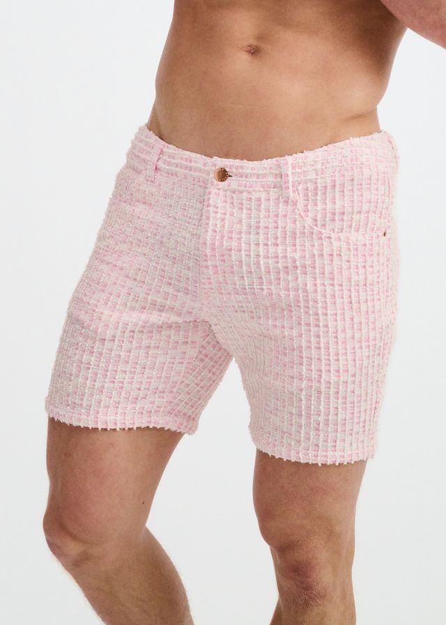 ST33LE Herren-Shorts aus elastischem Jacquard-Strick in Tweed-Optik – Crepe Pink