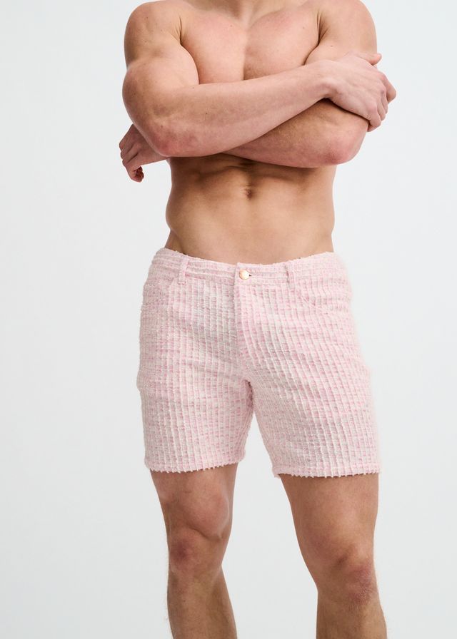 ST33LE Herren-Shorts aus elastischem Jacquard-Strick in Tweed-Optik – Crepe Pink