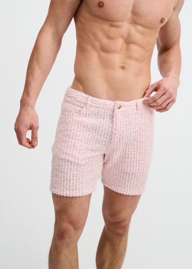 ST33LE Herren-Shorts aus elastischem Jacquard-Strick in Tweed-Optik – Crepe Pink
