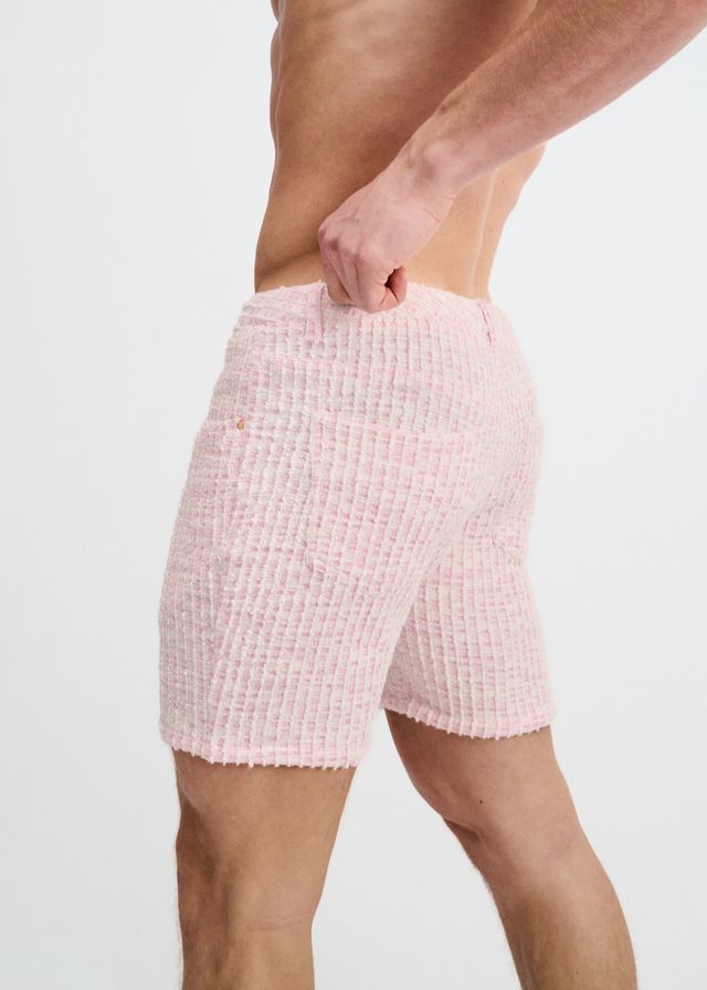 ST33LE Herren-Shorts aus elastischem Jacquard-Strick in Tweed-Optik – Crepe Pink