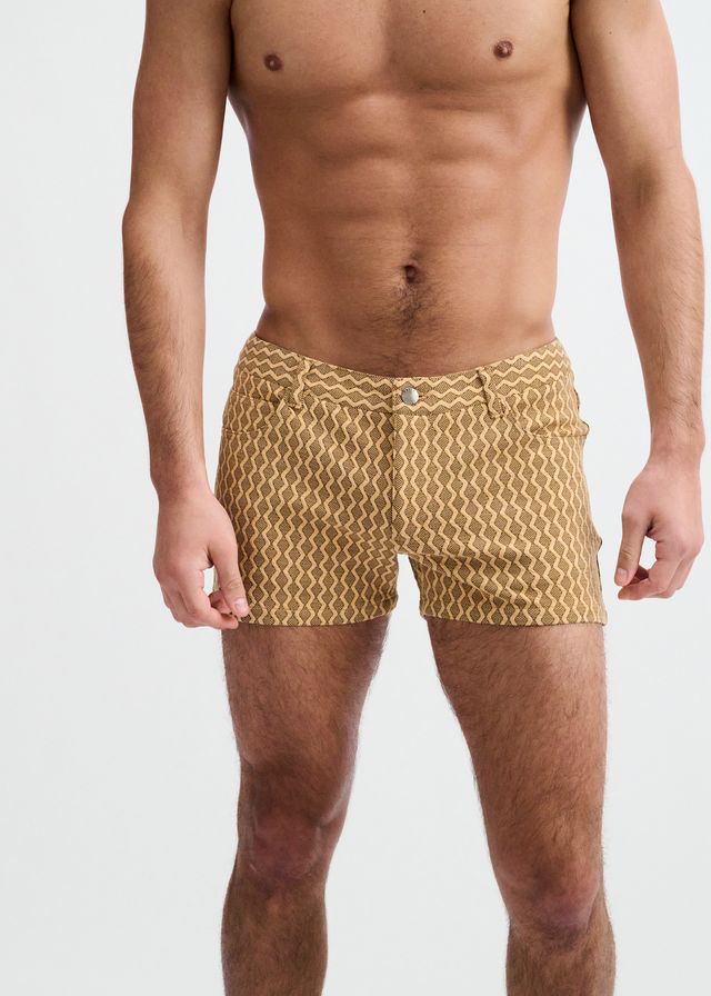 ST33LE Men's 3" Stretch Knit Embossed Jacquard Short - Caramel