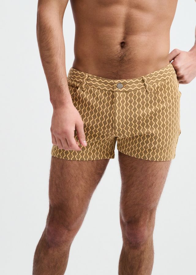 ST33LE Men's 3" Stretch Knit Embossed Jacquard Short - Caramel