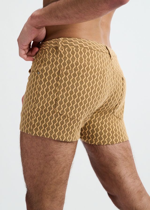 ST33LE Men's 3" Stretch Knit Embossed Jacquard Short - Caramel