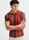 ST33LE Arrow Stripe Open Knit Stretch Shirt - Navy/Red