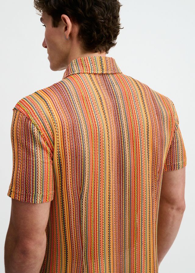 Camisa elástica de tejido abierto con rayas verticales para hombre ST33LE - Bumblebee/Sage