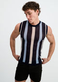 ST33LE Textured Stripe Open Knit Vest - Navy