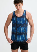 ST33LE Abstract Print Stretch Mesh Performance Tank - Blue/Navy Abstract