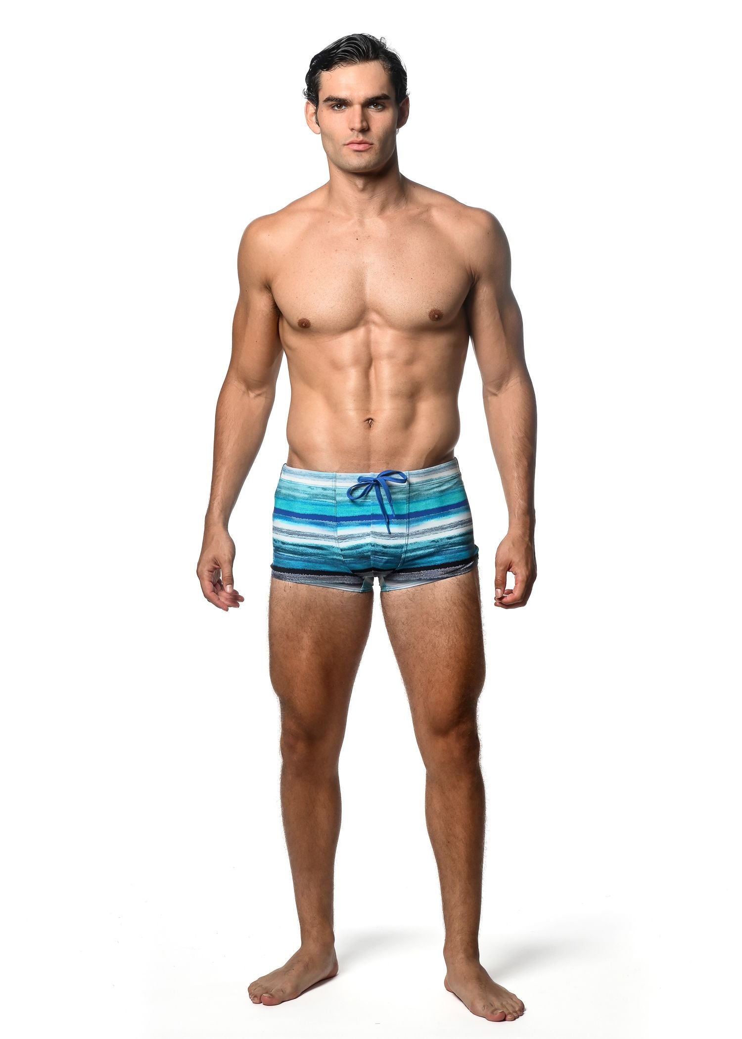 BADEHOSE MIT AQUARELLSTREIFENDRUCK