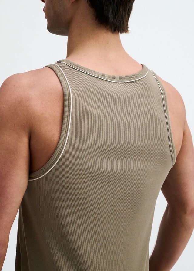 ST33LE Rib Stretch Ringer Tank W/ Piping Detail - Ranger/White