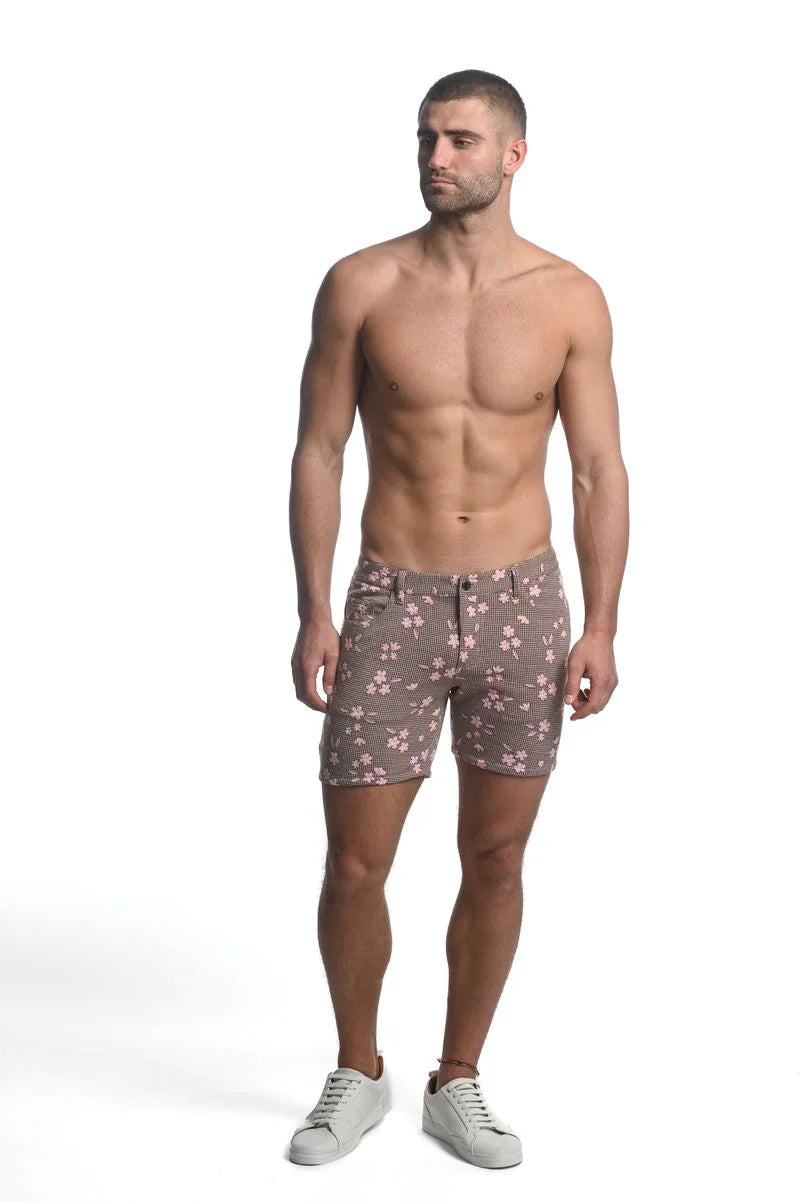 PANTALÓN CORTO DE PUNTO ELÁSTICO CON ESTAMPADO JACQUARD