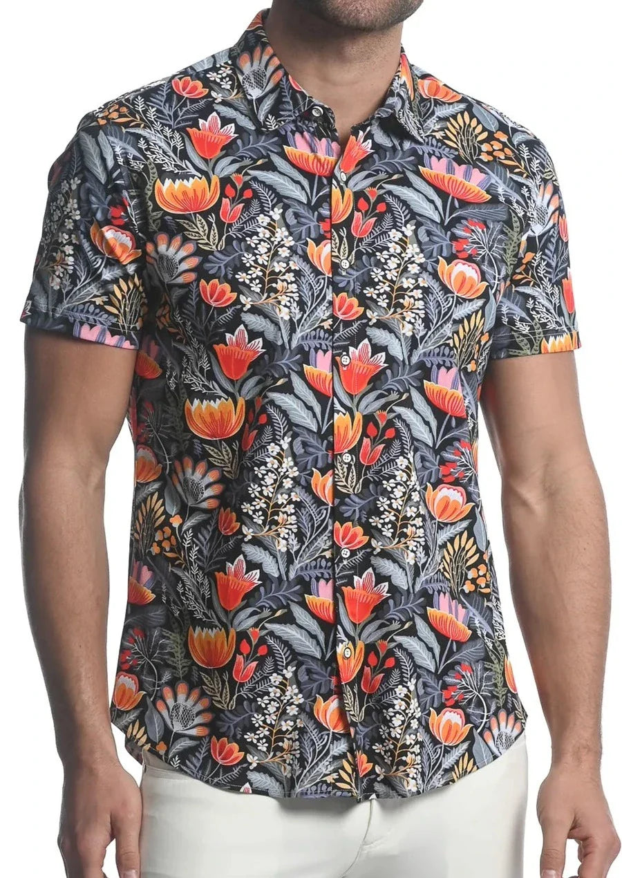 CAMISA DE PUNTO ELÁSTICO CON FLORES