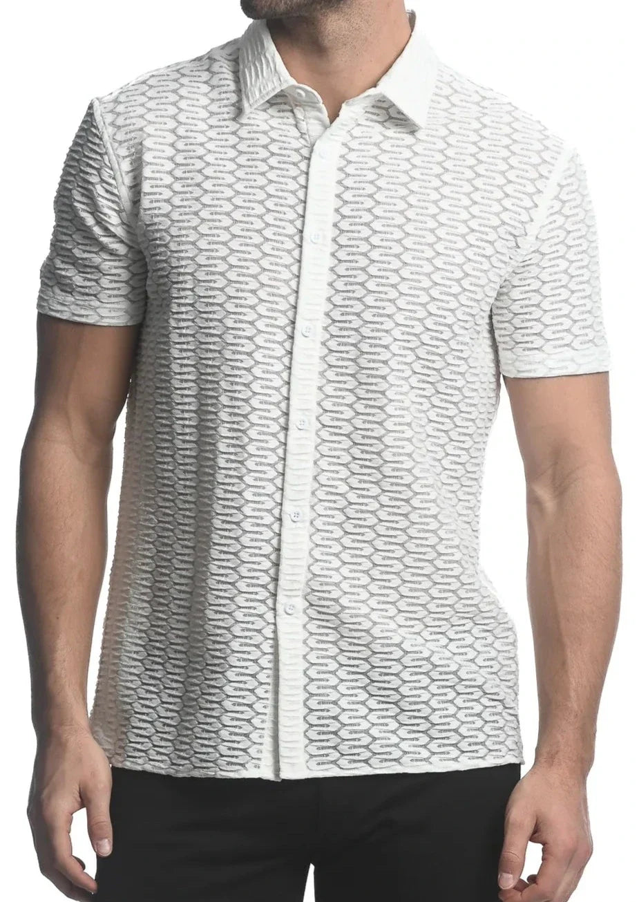 CAMISA DE PUNTO ELÁSTICO GOSSAMER DE MANGA LARGA MAZE HEX