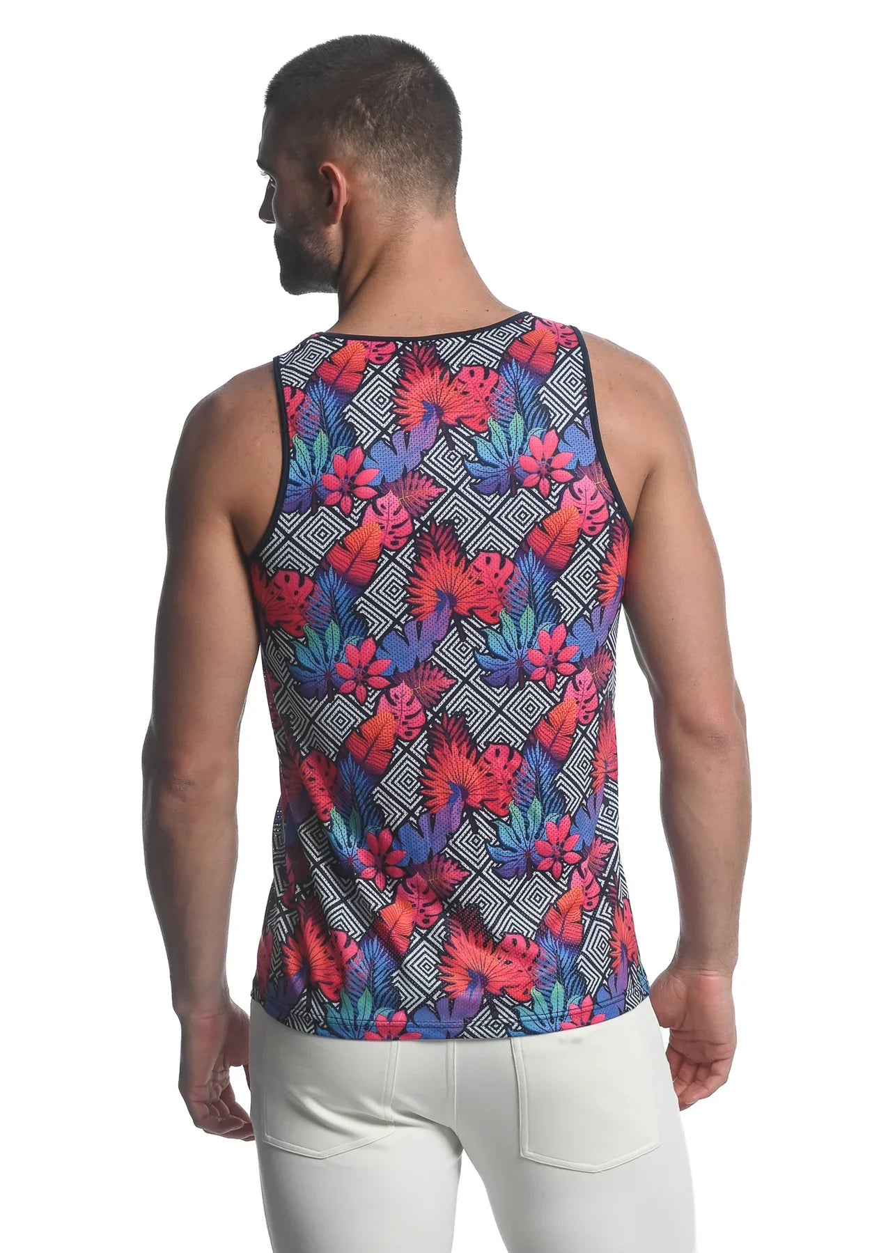 MESH-TANK MIT DIAMOND TROPICS-DRUCK