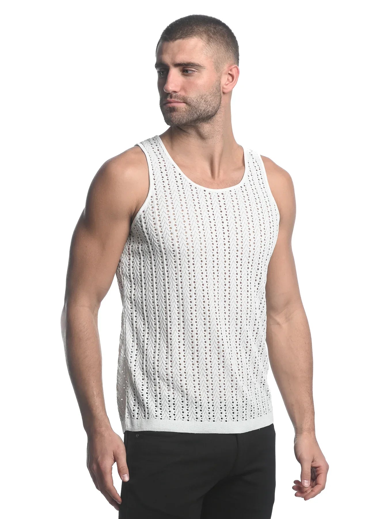 MICRO ARROWS STRETCH GOSSAMER KNIT TANK