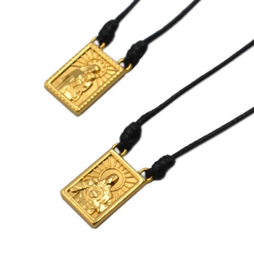 Male Scapular with Cord in 5 colors of Pendant Black, Silver, Vintage Gold, Gold, Graphite Scapular  - Men's Necklace - Male Jewelry