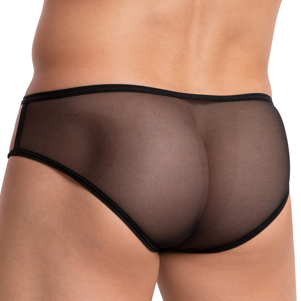 Black mesh briefs secret male smi041 bikini brief with sleek form fitting design and reinforced elastic waistband