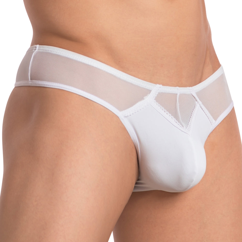 White sheer mesh briefs secret male smk012 bikini brief with solid white front panel and geometric cutout detailing