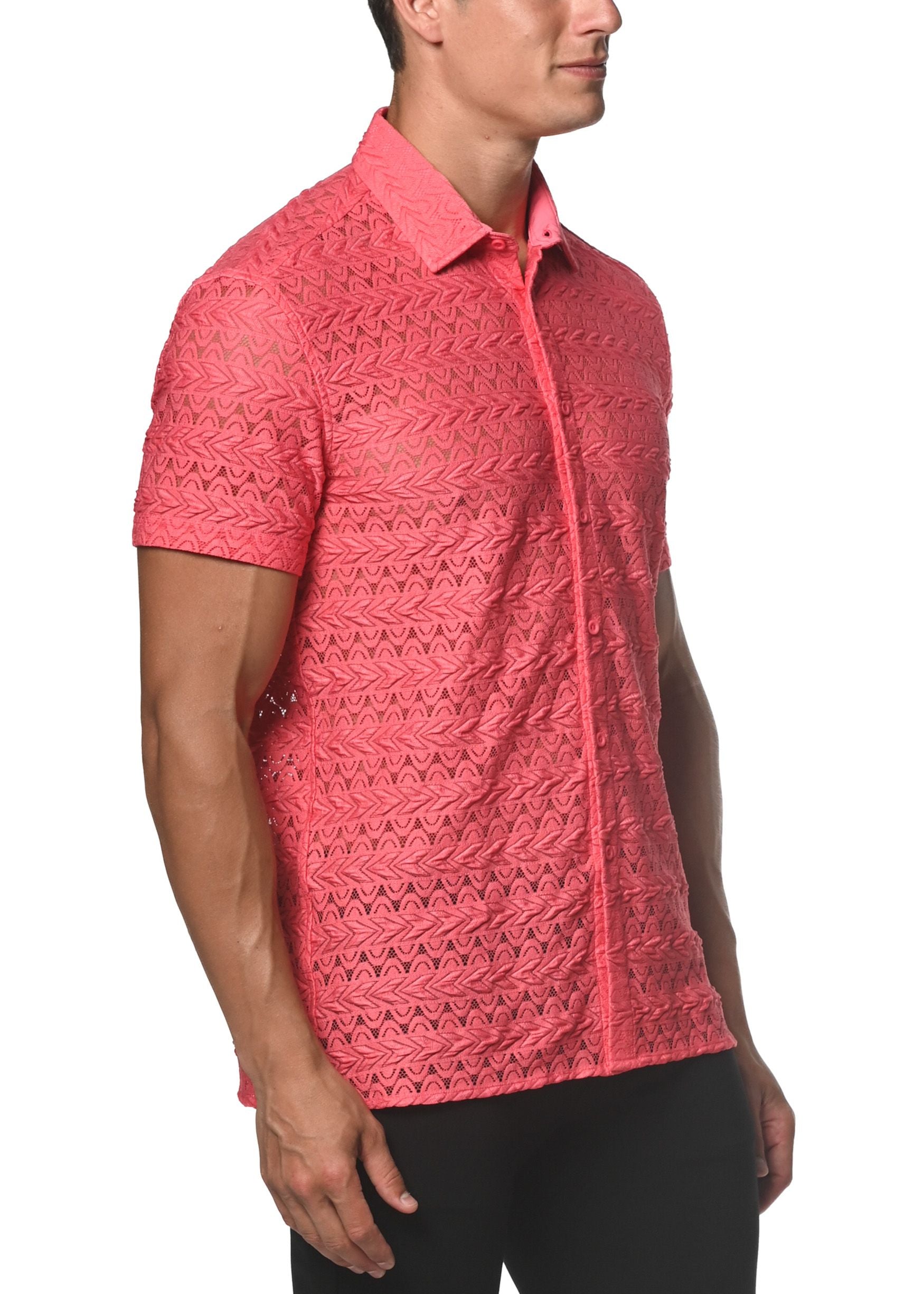 CAMISA DE ENCAJE GOSSAMER ELÁSTICA CON DARTS