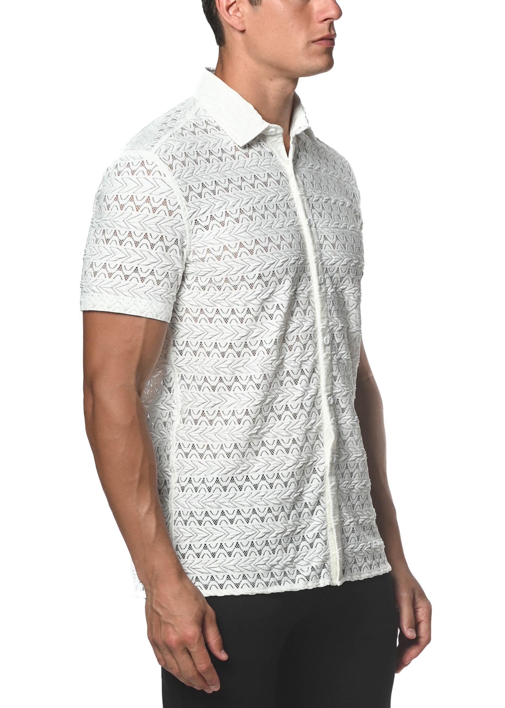 CAMISA DE ENCAJE GOSSAMER ELÁSTICA CON DARTS